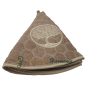 Asciugamano tondo taupe in spugna ricamato con Albero della Vita Asciugamano tondo taupe in spugna ricamato con Albero della Vita