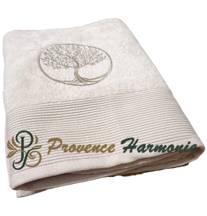 BEIGE BATH TOWEL EMBROIDERED TREE OF LIFE