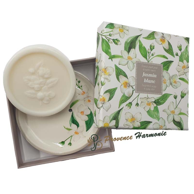 Set sapone al gelsomino bianco con porta sapone Esprit Provence Set sapone al gelsomino bianco con porta sapone Esprit Provence