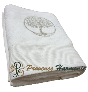 ECRU BATH TOWEL EMBROIDERED TREE OF LIFE