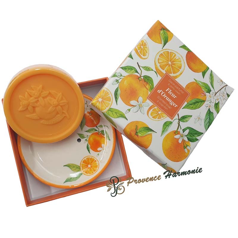 Cofanetto con sapone ai fiori d’arancio e portasapone in ceramica Esprit Provence Cofanetto con sapone ai fiori d’arancio e portasapone in ceramica Esprit Provence