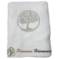 ECRU BATH TOWEL EMBROIDERED TREE OF LIFE