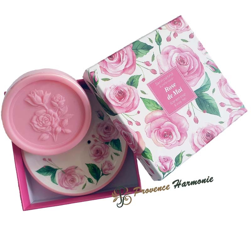 Cofanetto con portasapone e sapone Rosa di Maggio Esprit Provence Cofanetto con portasapone e sapone Rosa di Maggio Esprit Provence