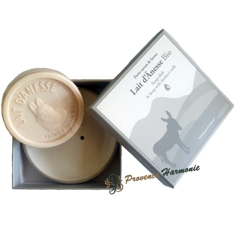 Cofanetto con portasapone e sapone al latte d’asina biologico Esprit Provence