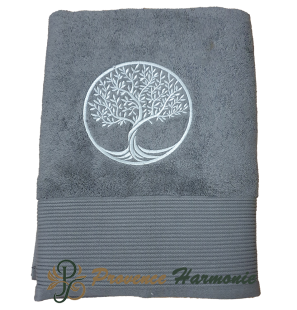 Quartz Bath Towel Embroidered Tree of Life