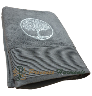 Quartz Bath Towel Embroidered Tree of Life