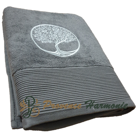 Quartz Bath Towel Embroidered Tree of Life