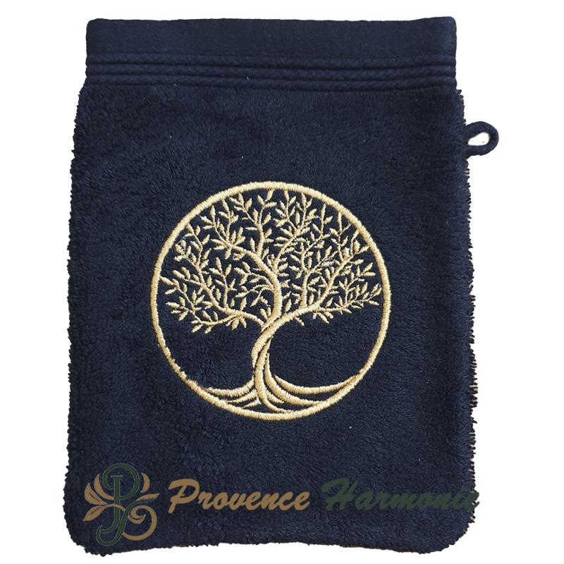 BLACK TOILET GLOVE EMBROIDERED TREE OF LIFE