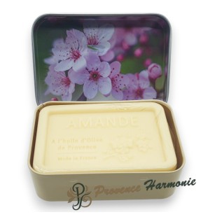 Jabón de Almendra 120 g con Aceite de Oliva DOP de Provenza – Caja metálica decorativa – Esprit Provence