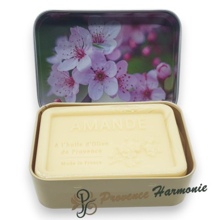 Sapone alla Mandorla 120 g con Olio d’Oliva DOP di Provenza – Scatola in metallo decorativa – Esprit Provence