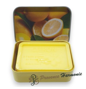 Sapone al Limone 120 g con Olio d’Oliva DOP di Provenza – Scatola in metallo decorativa – Esprit Provence