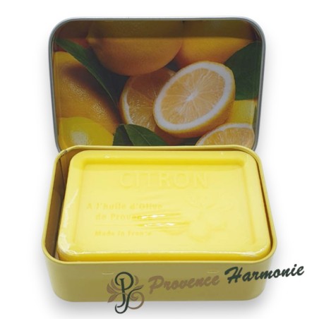 Sapone al Limone 120 g con Olio d’Oliva DOP di Provenza – Scatola in metallo decorativa – Esprit Provence