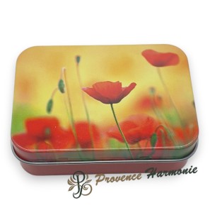 Jabón de Amapola 120 g con Aceite de Oliva DOP de Provenza – Caja metálica decorativa – Esprit Provence