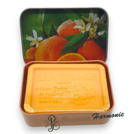 Sapone ai Fiori d’Arancio 120 g con Olio d’Oliva DOP di Provenza – Scatola in metallo decorativa – Esprit Provence