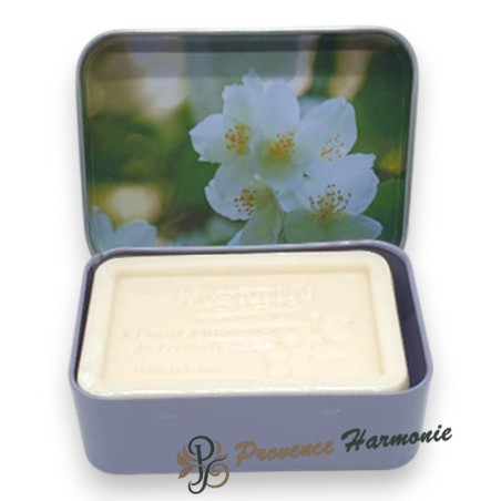 Sapone al Gelsomino 120 g con Olio d’Oliva DOP di Provenza – Scatola in metallo decorativa – Esprit Provence