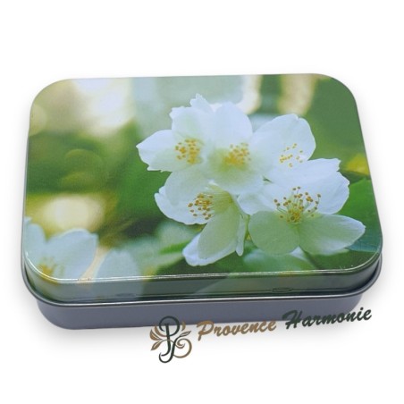 Jabón de Jazmín 120 g con Aceite de Oliva DOP de Provenza – Caja metálica decorativa – Esprit Provence