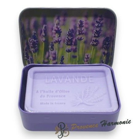 Jabón de Lavanda 120 g con Aceite de Oliva DOP de Provenza – Caja metálica decorativa – Esprit Provence