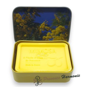 Jabón de Mimosa 120 g con Aceite de Oliva DOP de Provenza – Caja metálica decorativa – Esprit Provence