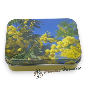 Sapone alla Mimosa 120 g con Olio d’Oliva DOP di Provenza – Scatola in metallo decorativa – Esprit Provence