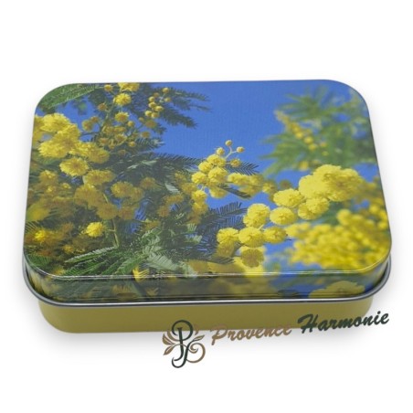 Sapone alla Mimosa 120 g con Olio d’Oliva DOP di Provenza – Scatola in metallo decorativa – Esprit Provence