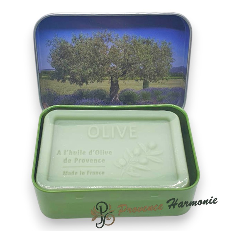 Sapone all’Oliva 120 g con Olio d’Oliva DOP di Provenza – Scatola in metallo decorativa – Esprit Provence Sapone all’Oliva 120 g con Olio d’Oliva DOP di Provenza – Scatola in metallo decorativa – Esprit Provence