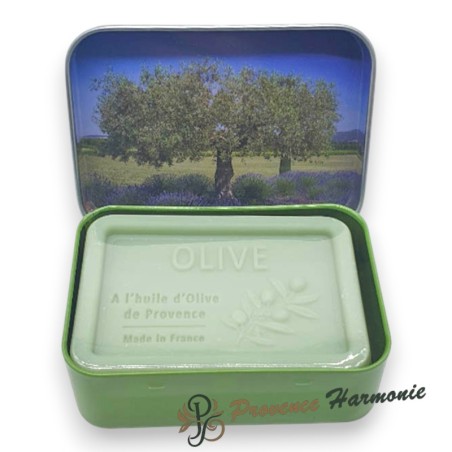 Sapone all’Oliva 120 g con Olio d’Oliva DOP di Provenza – Scatola in metallo decorativa – Esprit Provence