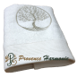 Ecru bath towel embroidered with Tree of Life