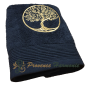 BLACK TOILET TOWEL EMBROIDERED TREE OF LIFE