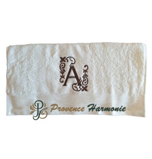 SERVIETTE 50 X 100 BRODÉE PERSONNALISÉE INITIALE LETTRE A