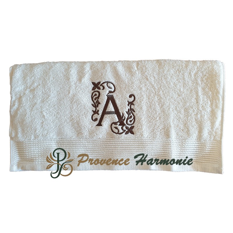Embroidered toilet towel with letter A Embroidered toilet towel with letter A