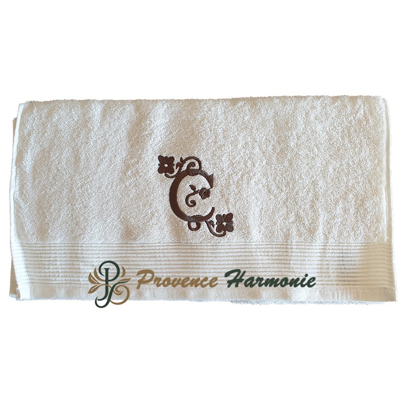 SERVIETTE 50 X 100 BRODÉE PERSONNALISÉE INITIALE LETTRE C