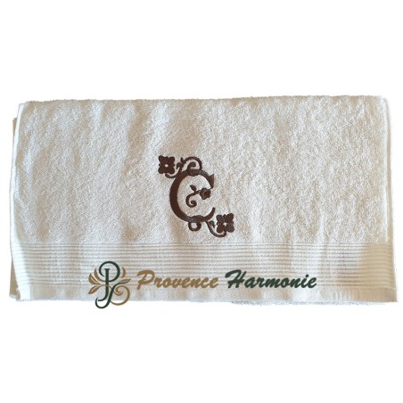 SERVIETTE 50 X 100 BRODÉE PERSONNALISÉE INITIALE LETTRE C