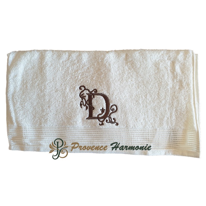 Serviette de toilette brodée lettre D Serviette de toilette brodée lettre D