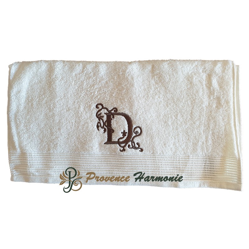 TOWEL 50 X 100 PERSONALIZED EMBROIDERED INITIAL LETTER D