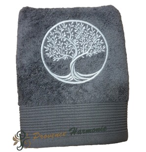 Serviette de Toilette quartz brodée Arbre de Vie
