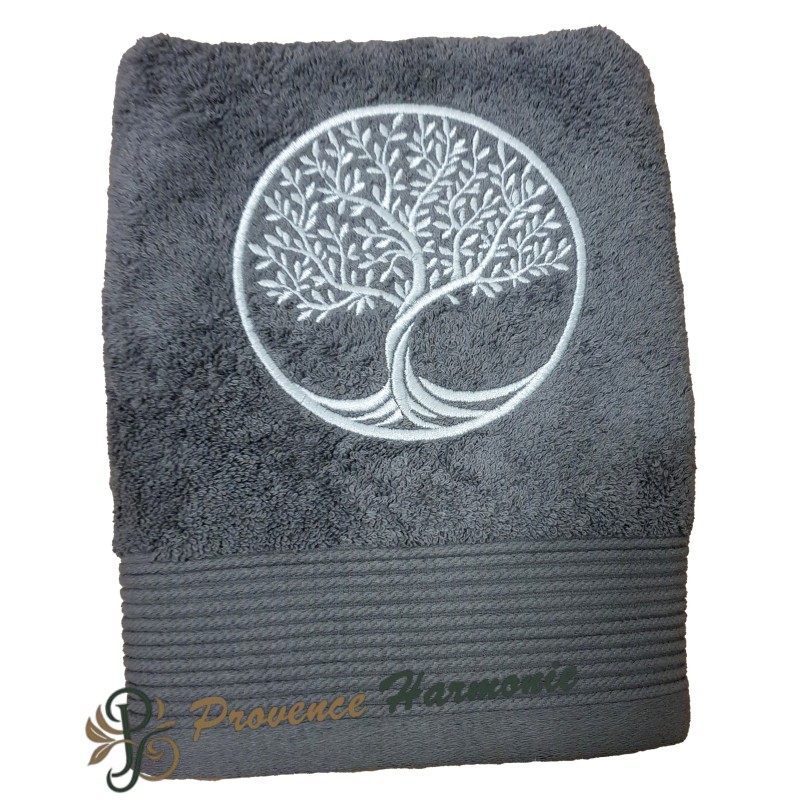 Serviette de Toilette quartz brodée Arbre de Vie