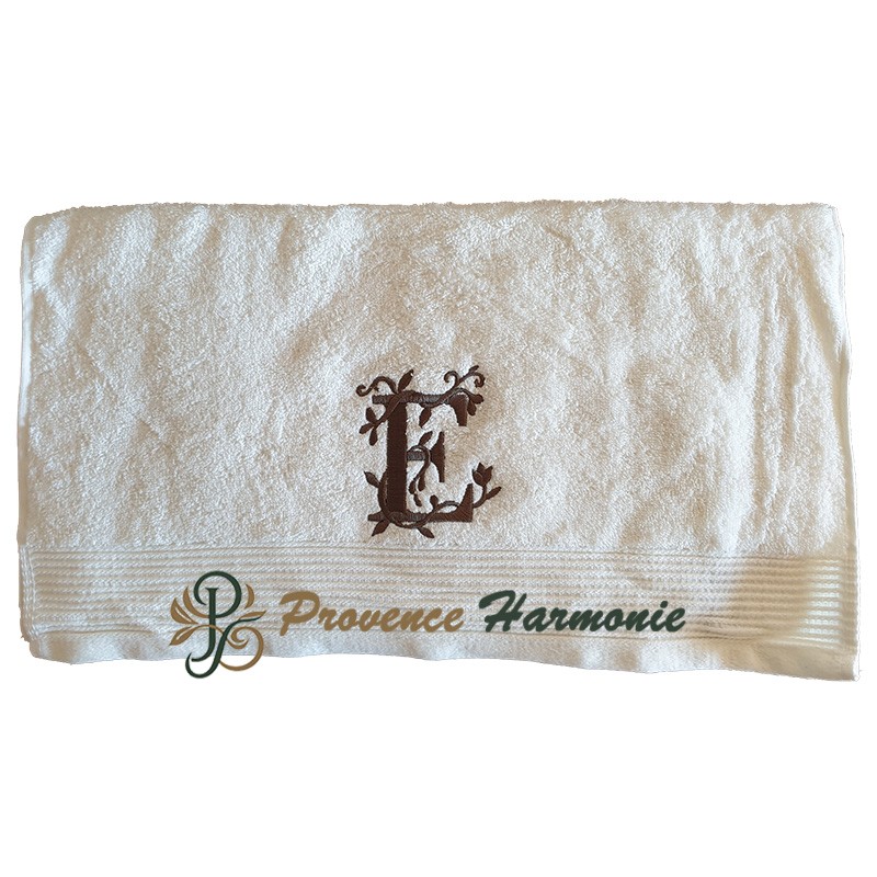 Serviette de toilette brodée lettre E Serviette de toilette brodée lettre E