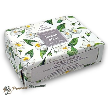 Savon Jasmin Blanc à l'huile d'amande douce de Provence 140 g Esprit Provence