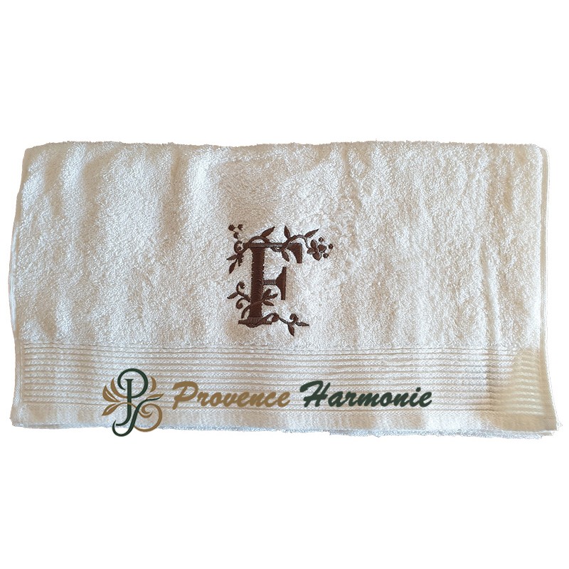 Serviette de toilette brodée lettre F Serviette de toilette brodée lettre F