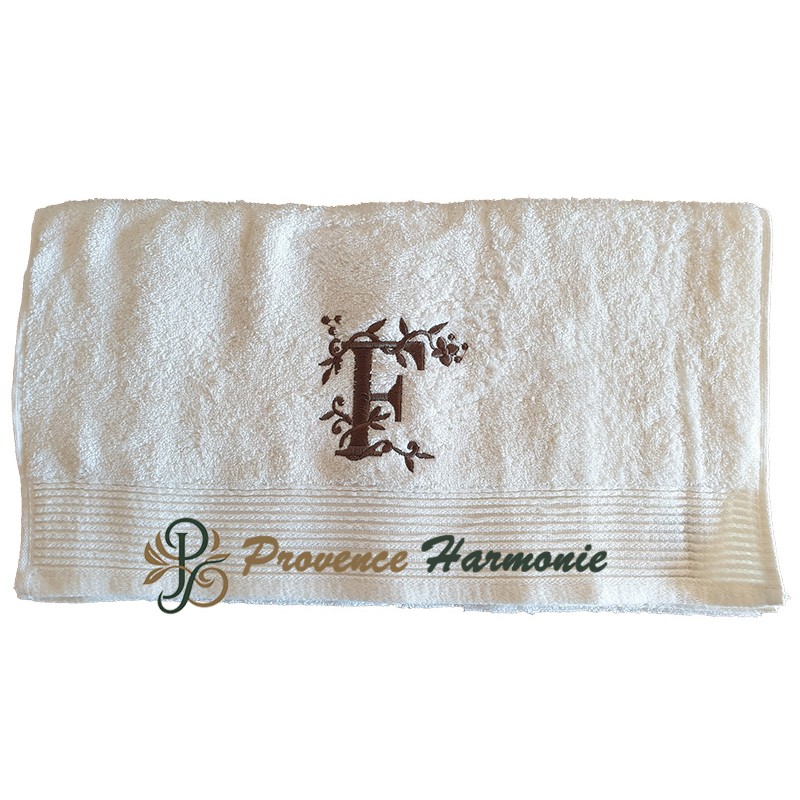 TOWEL 50 X 100 PERSONALIZED EMBROIDERED INITIAL LETTER F