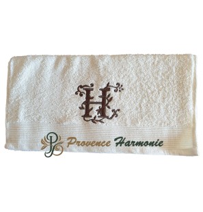 SERVIETTE 50 X 100 BRODÉE PERSONNALISÉE INITIALE LETTRE H