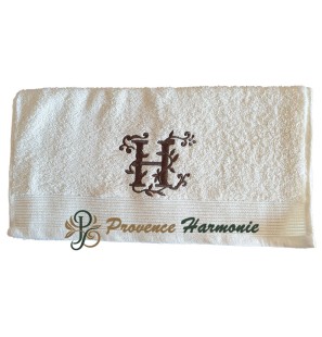 Serviette de toilette brodée lettre H