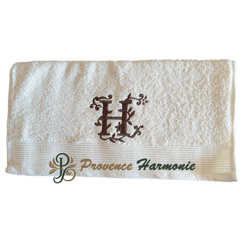 Serviette de toilette brodée lettre H Serviette de toilette brodée lettre H