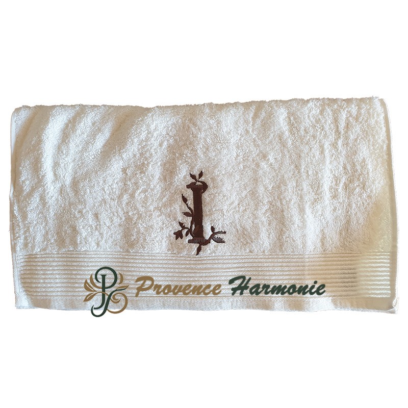 Serviette de toilette brodée lettre I Serviette de toilette brodée lettre I