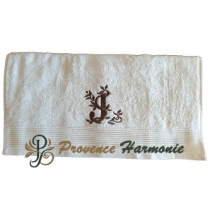 SERVIETTE 50 X 100 BRODÉE PERSONNALISÉE INITIALE LETTRE J