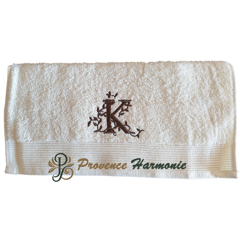 SERVIETTE 50 X 100 BRODÉE PERSONNALISÉE INITIALE LETTRE K