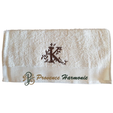 Serviette de Toilette Brodée Lettre K