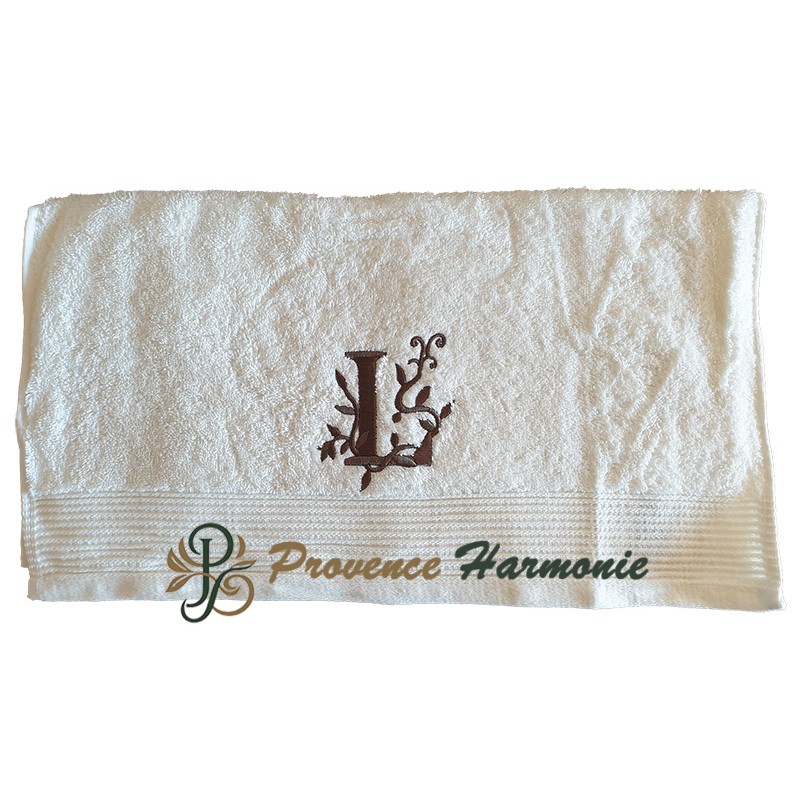 Serviette de toilette brodée lettre L Serviette de toilette brodée lettre L