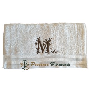 SERVIETTE 50 X 100 BRODÉE PERSONNALISÉE INITIALE LETTRE M