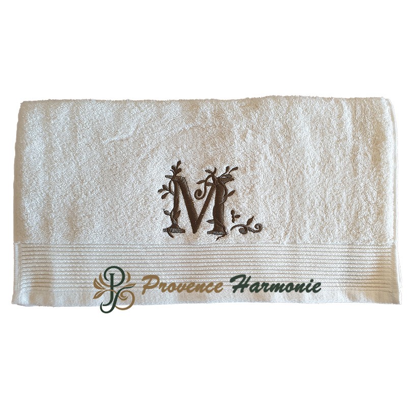 SERVIETTE 50 X 100 BRODÉE PERSONNALISÉE INITIALE LETTRE M